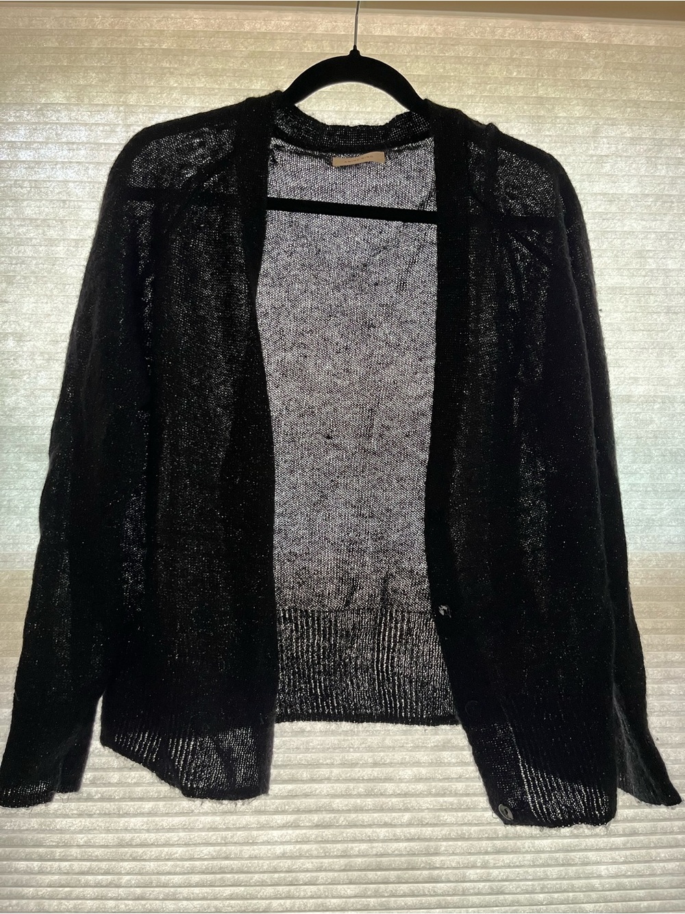 Anine Bing Black Sparkly Open-Front Lightweight Cardigan